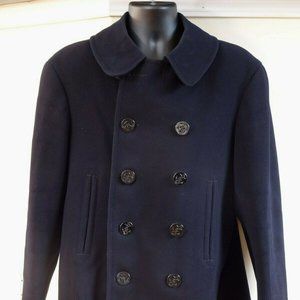Vintage WWII WW2 US Navy USN 100% Wool Pea Coat Blue w/corduroy pockets Size 41